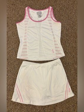Women’s White & Pink Tank and Skirt Set